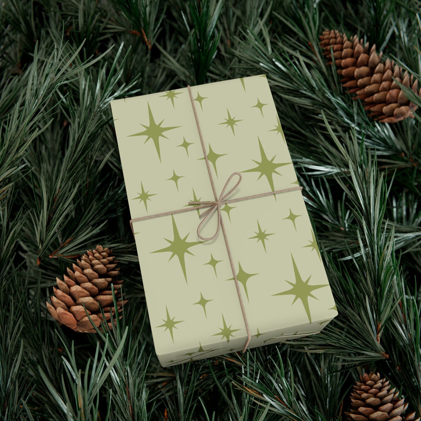 Retro 50's Atomic Starburst Mid Century Mod Green Eco-Friendly Gift Wrap