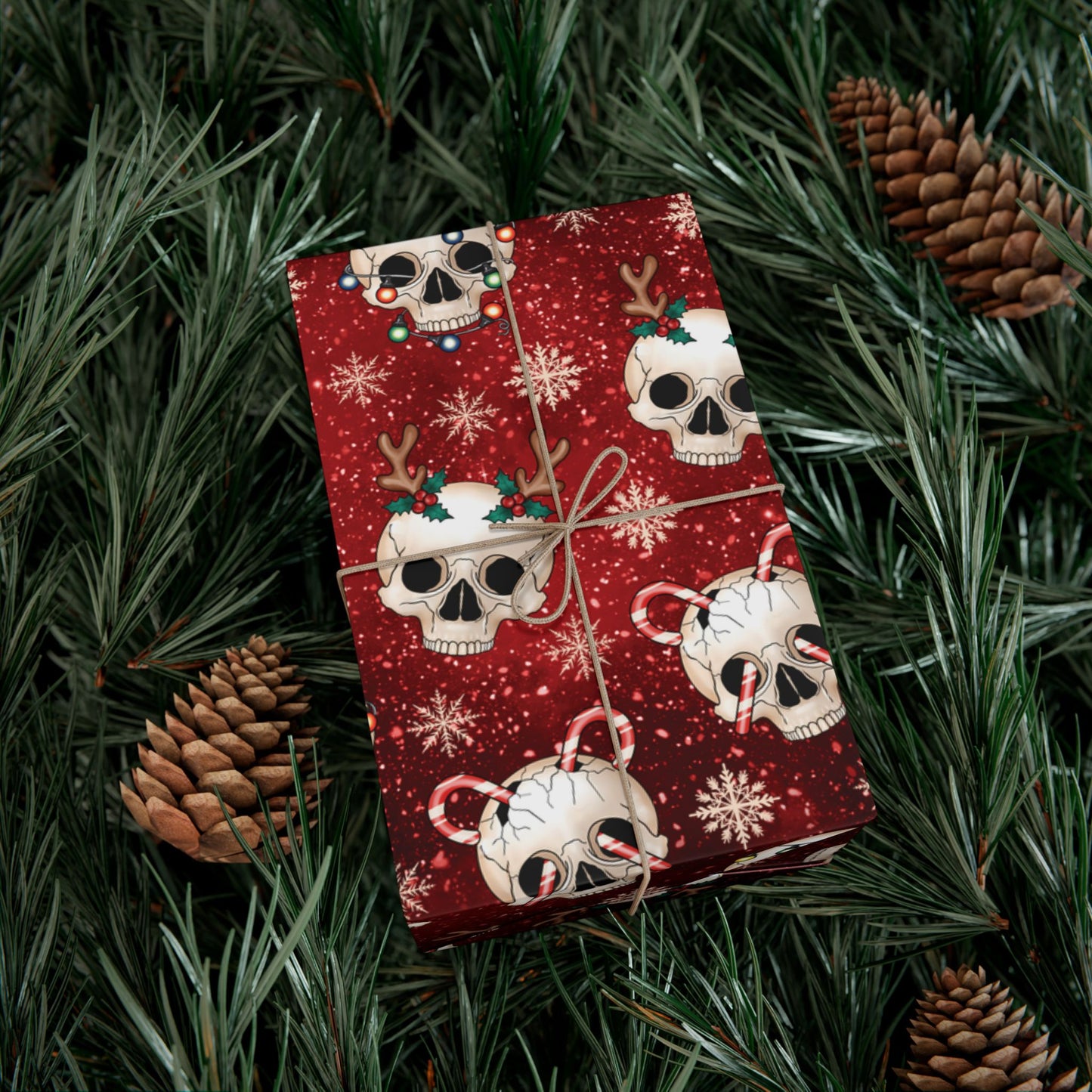 Goth Christmas Skulls Festive Red Creepmas Eco-Friendly Gift Wrap