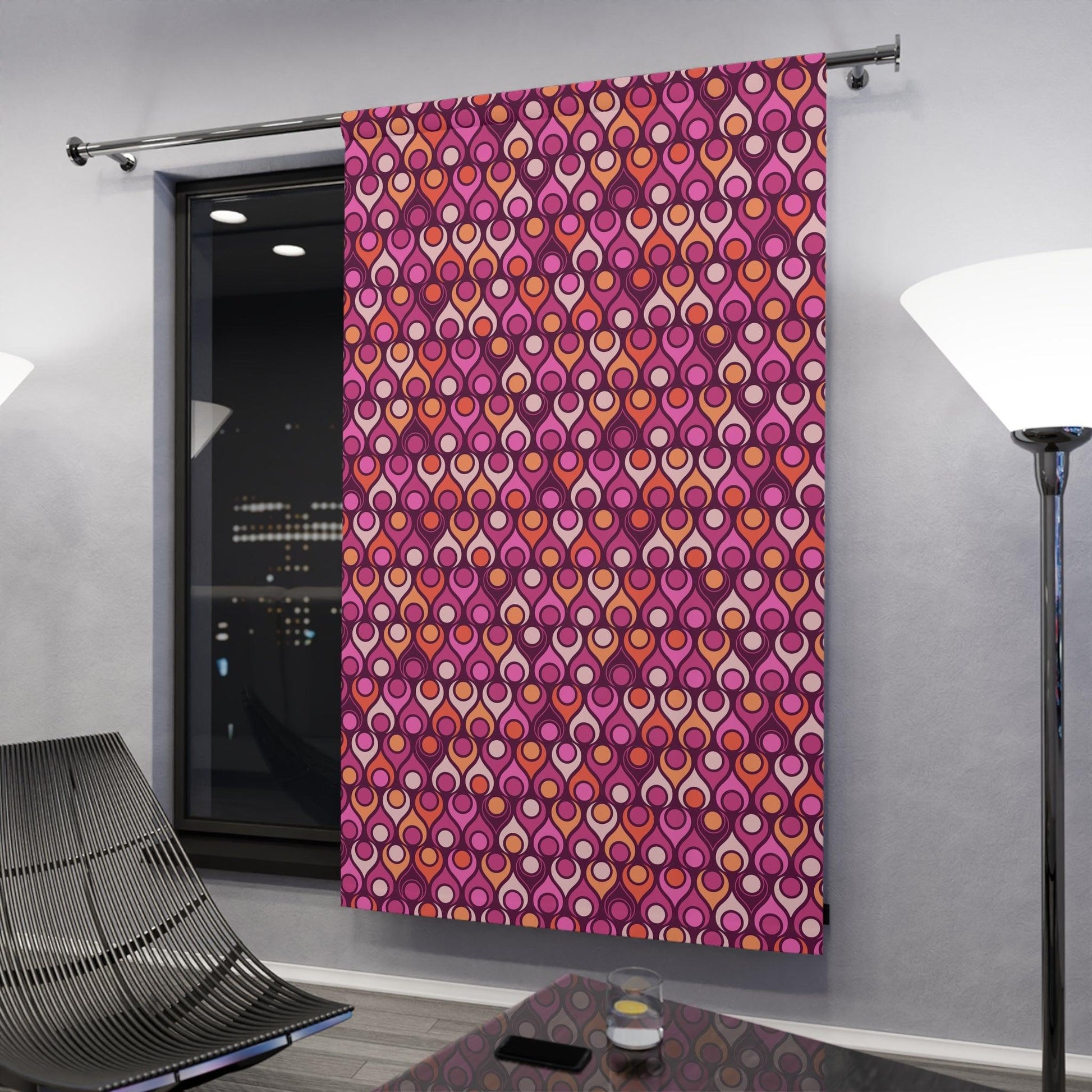 Mid Century Mod Groovy Magenta Purple Blackout Window Curtain | lovevisionkarma.com