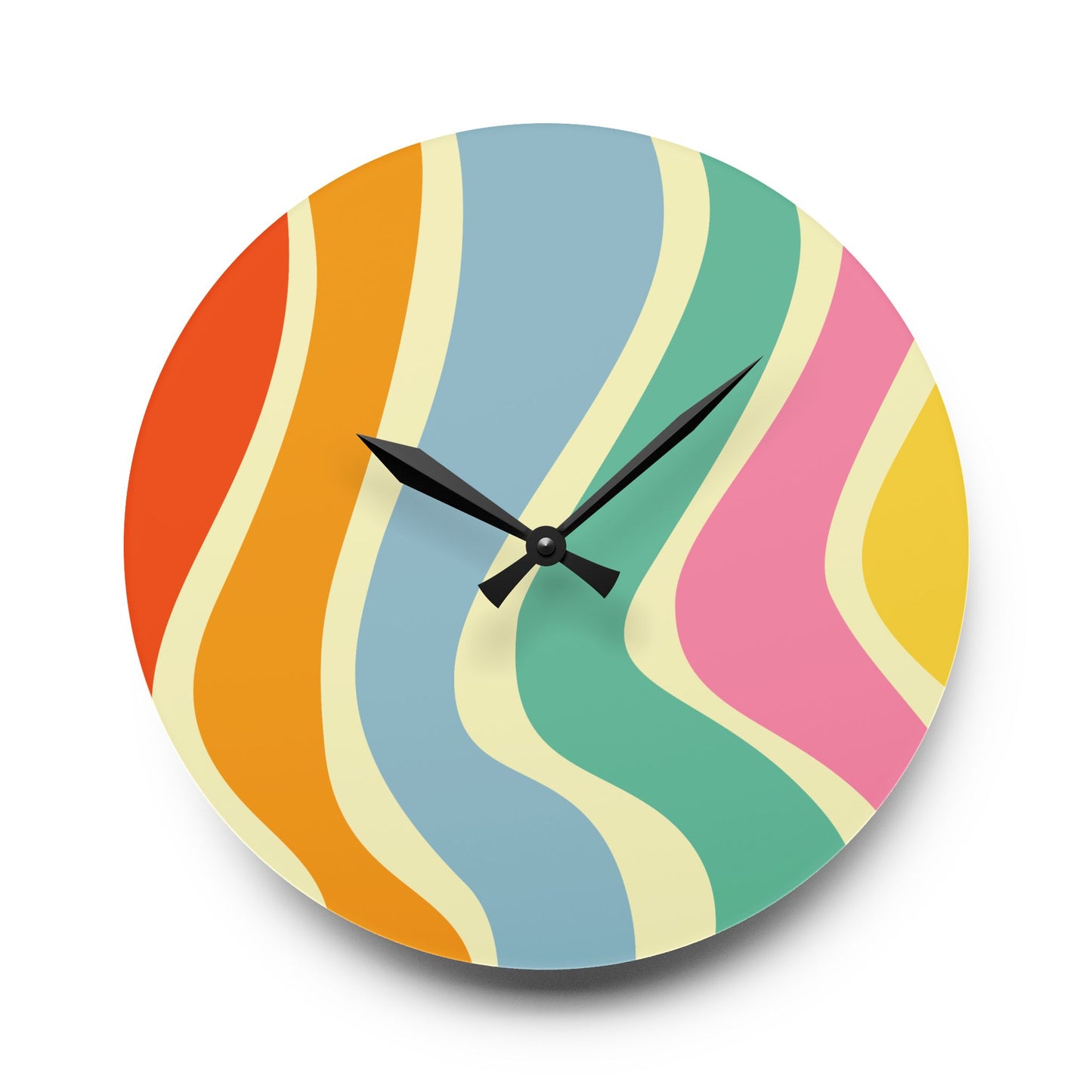 Groovy 60's Hippie Psychedelic Multicolor Mid Century Mod Acrylic Wall Clock