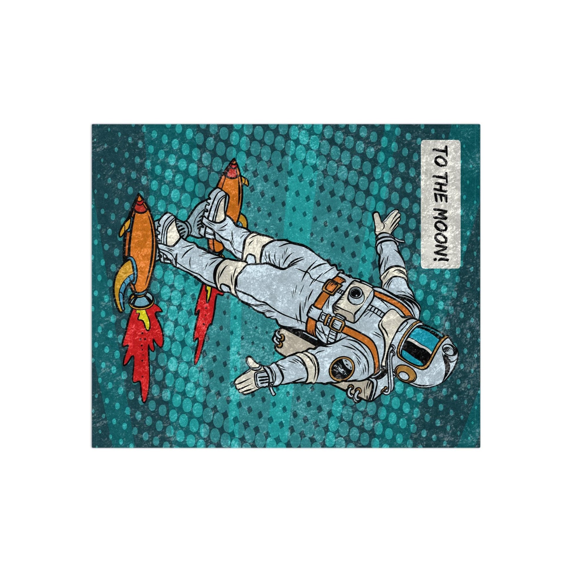 Astronaut Comic Pop Art "Stonks" Blue Crushed Velvet Blanket | lovevisionkarma.com