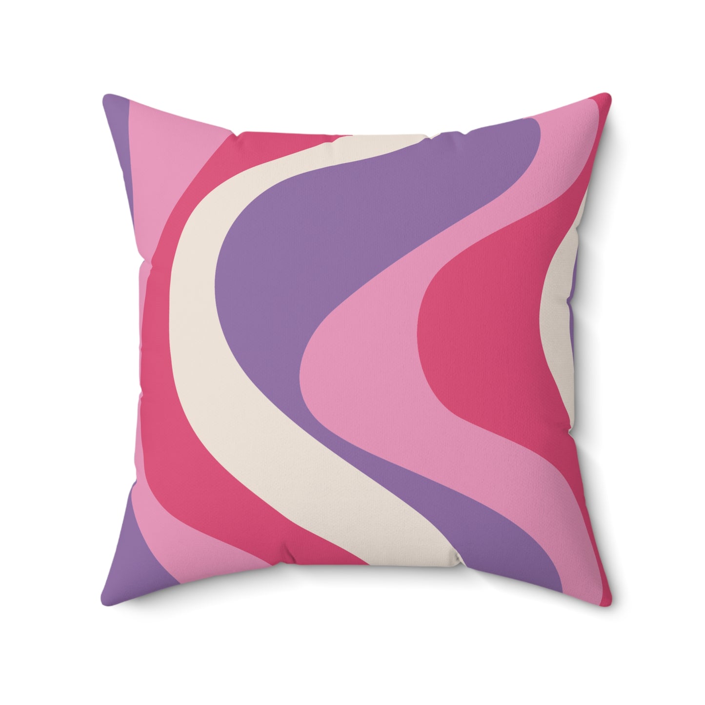 Retro 60s Groovy Hippie Swirl MCM Pink & Purple Throw Pillow