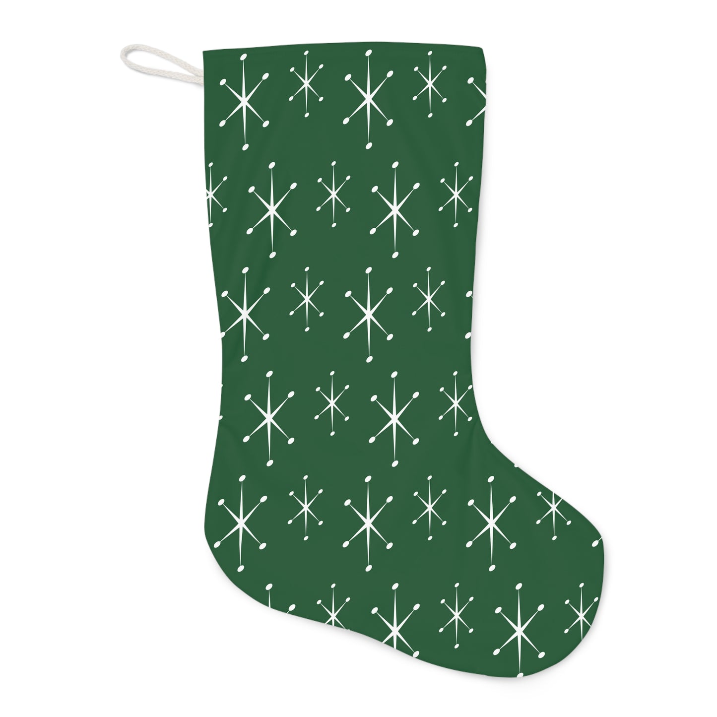 Retro 50s 60s Atomic Starburst Mid Century Mod Green Christmas Holiday Stocking