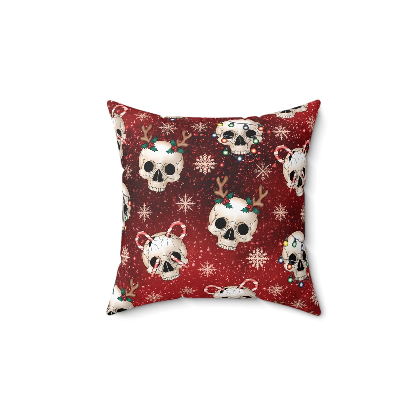 Kitschy Goth Christmas Skulls Red Gothmas & Creepmas Holiday Accent Pillow