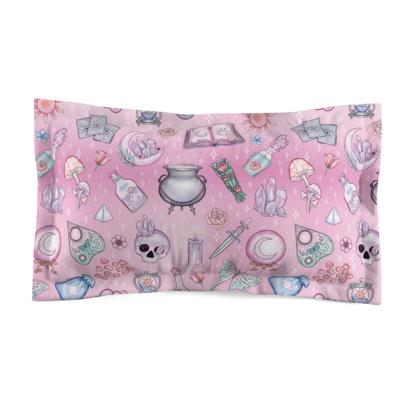 Witchy Pastel Kawaii Whimsigoth Pink Pillow Sham | lovevisionkarma.com