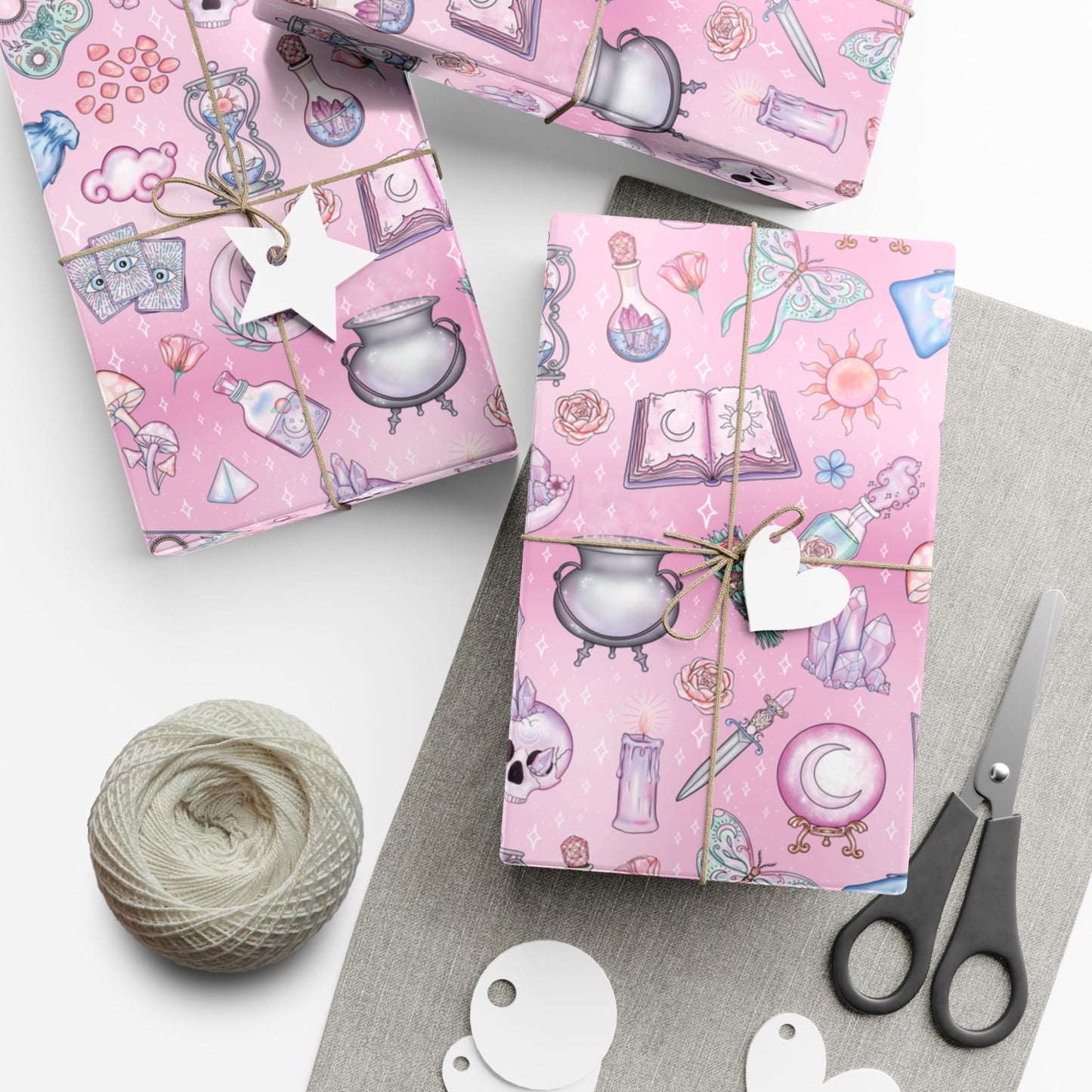 Witchy Pastel Goth Christmas, Kawaii Whimsigoth Pink Eco-Friendly Gift Wrap Paper