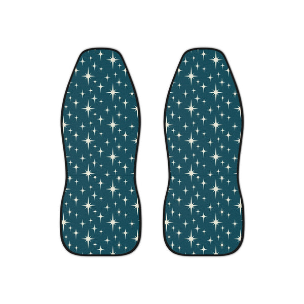 Retro 50's Atomic Starburst Mid Century Cream and Blue Car Seat Covers | lovevisionkarma.com
