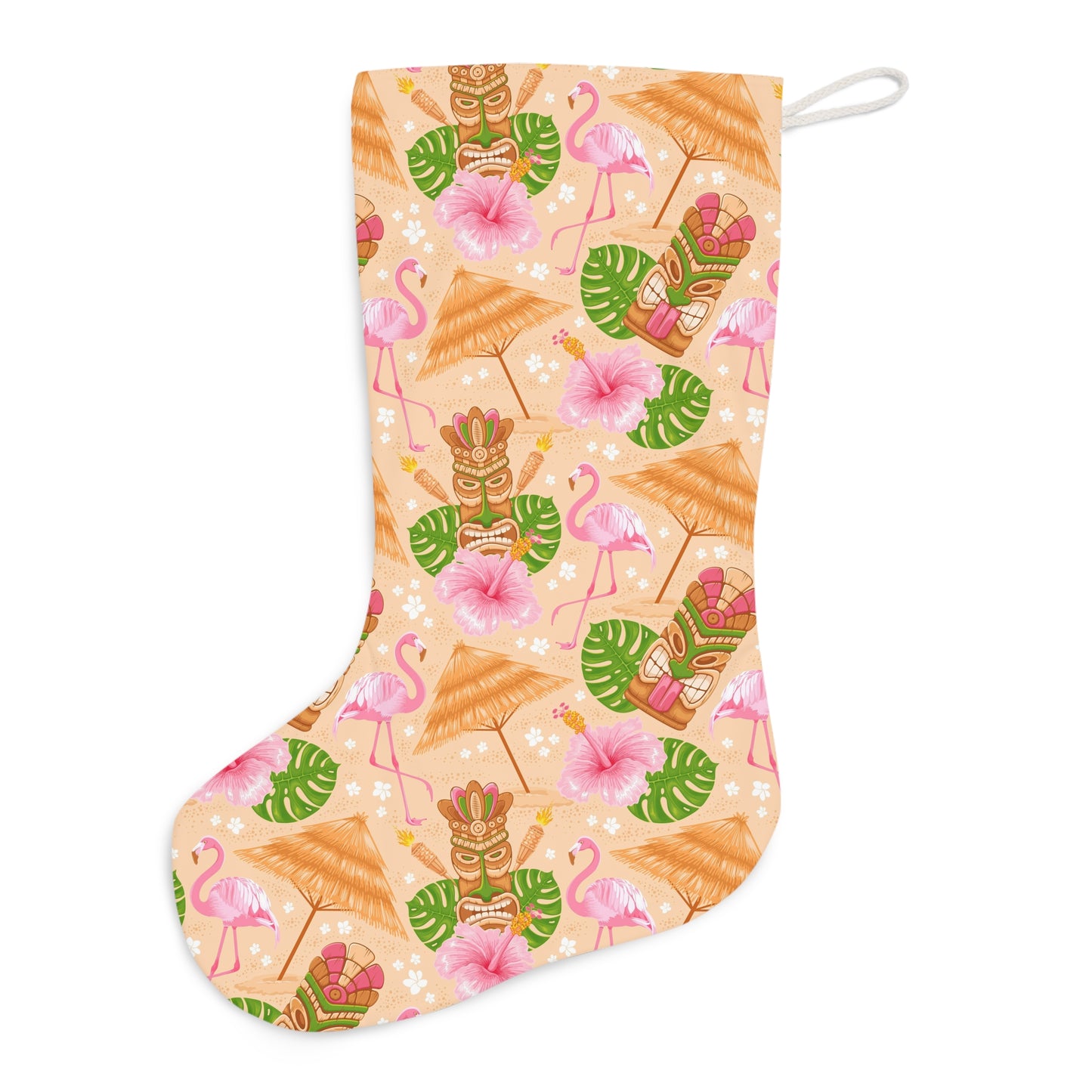 Retro Tiki 60s Flamingo Tropical Mid Century Modern Holiday Stocking