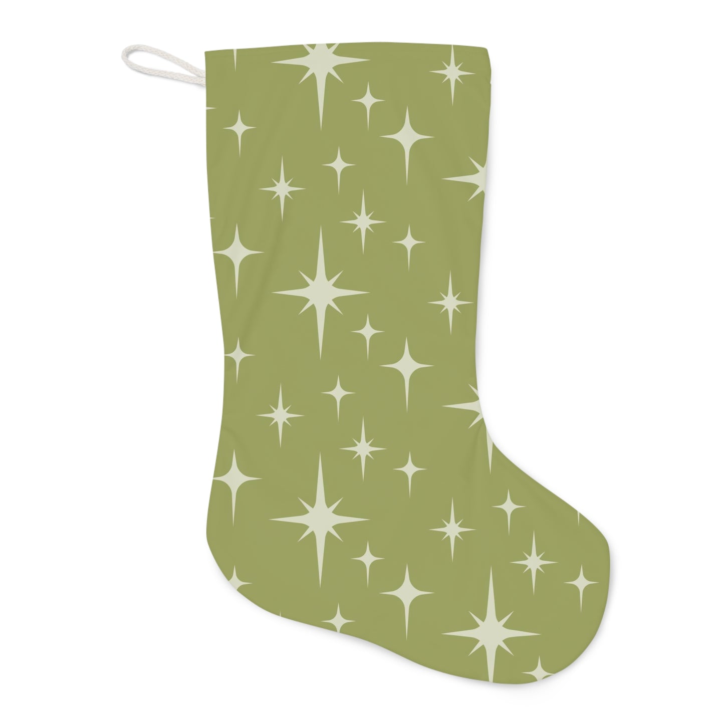 Retro 50s Atomic Starburst Chartreuse Green Mid Century Modern Christmas Stocking