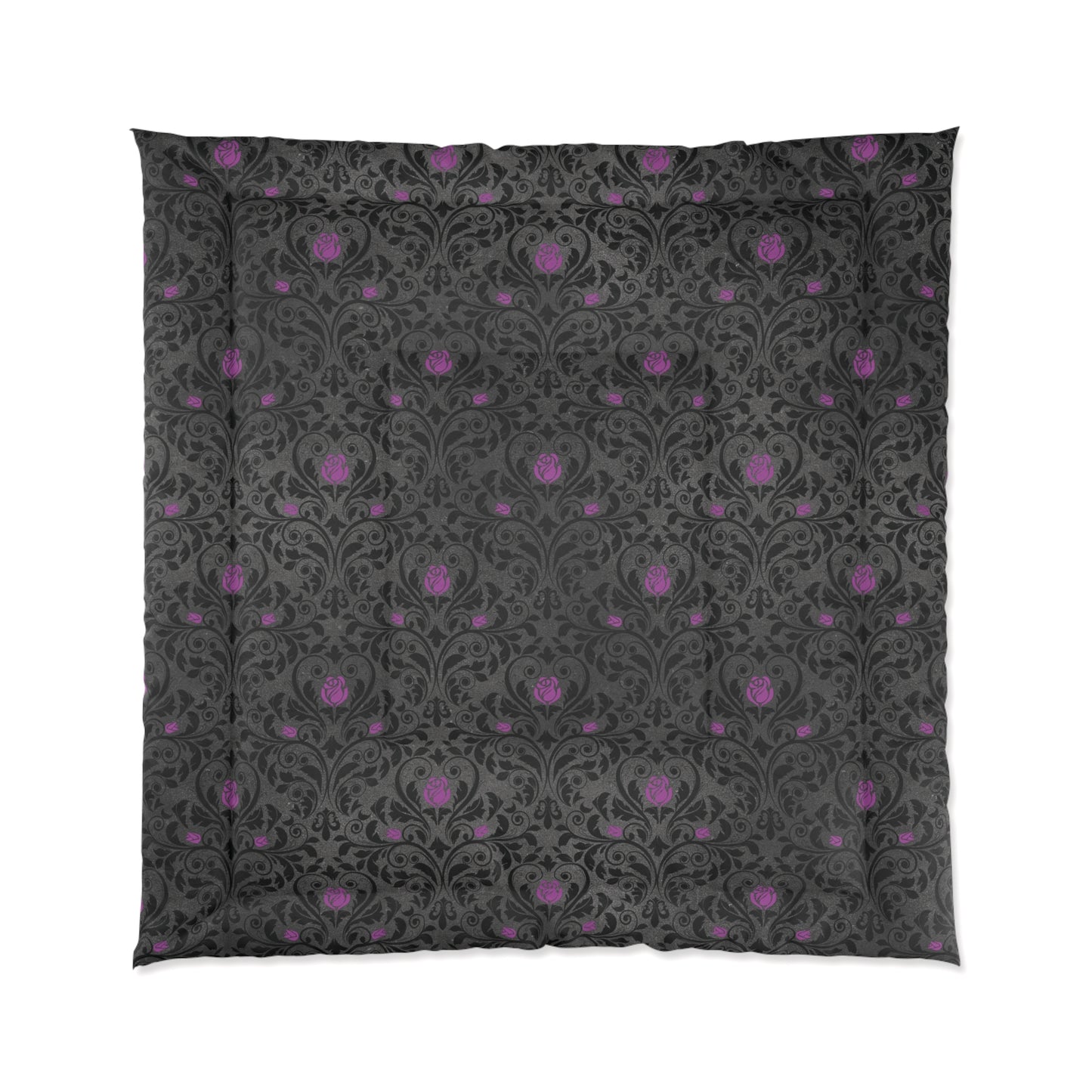 Victorian Goth Damask Purple and Black Dark Academia Glam Goth Comforter