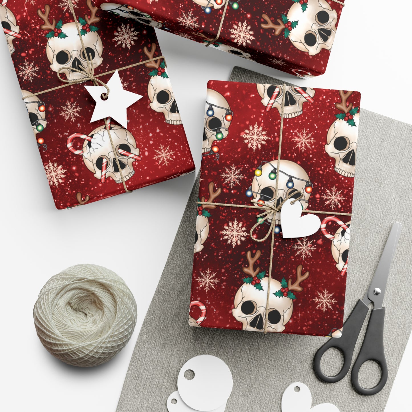 Goth Christmas Skulls Festive Red Creepmas Eco-Friendly Gift Wrap