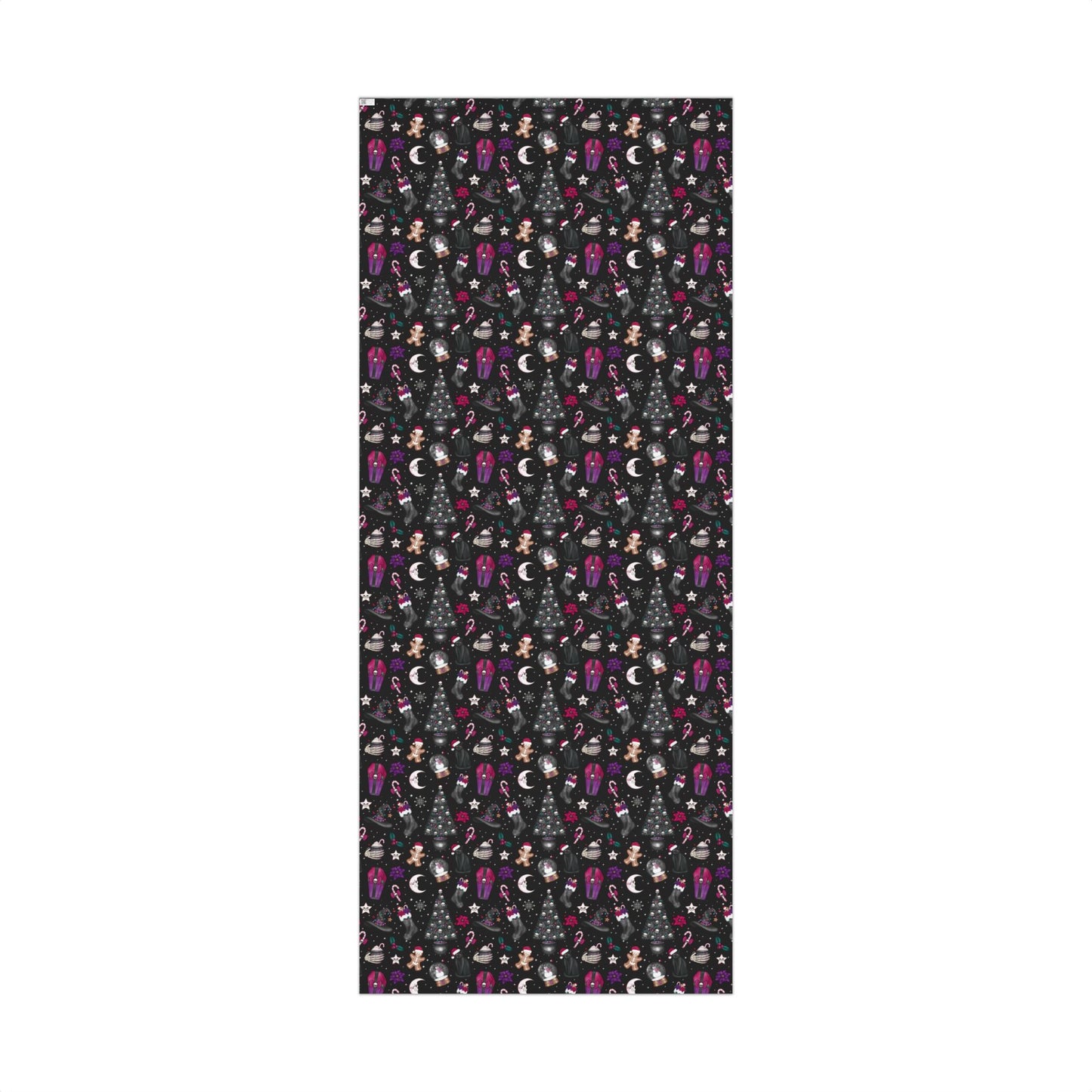 Kitschy Goth Christmas, Creepmas Whimsigoth Black Eco-friendly Gift Wrap