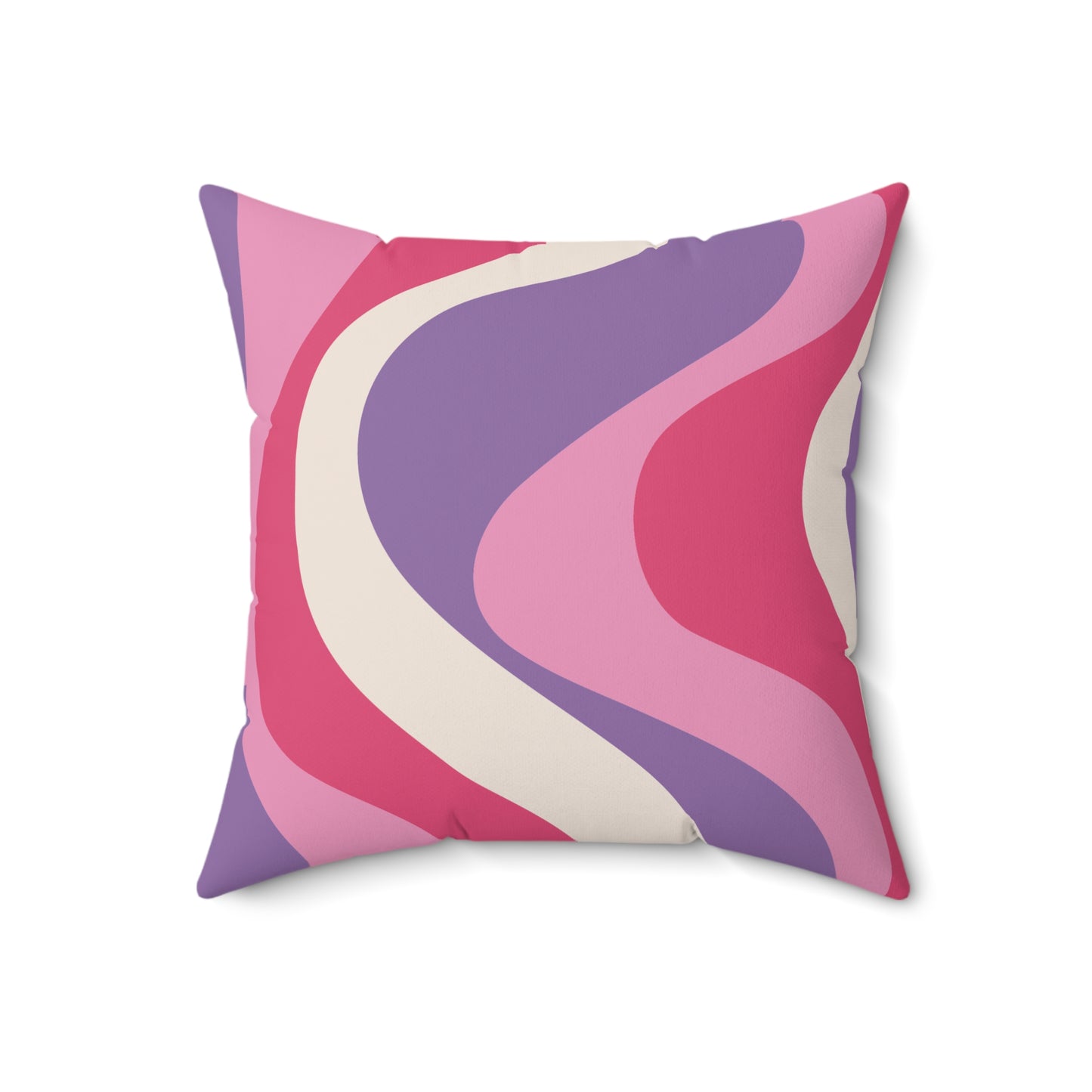 Retro 60s Groovy Hippie Swirl MCM Pink & Purple Throw Pillow