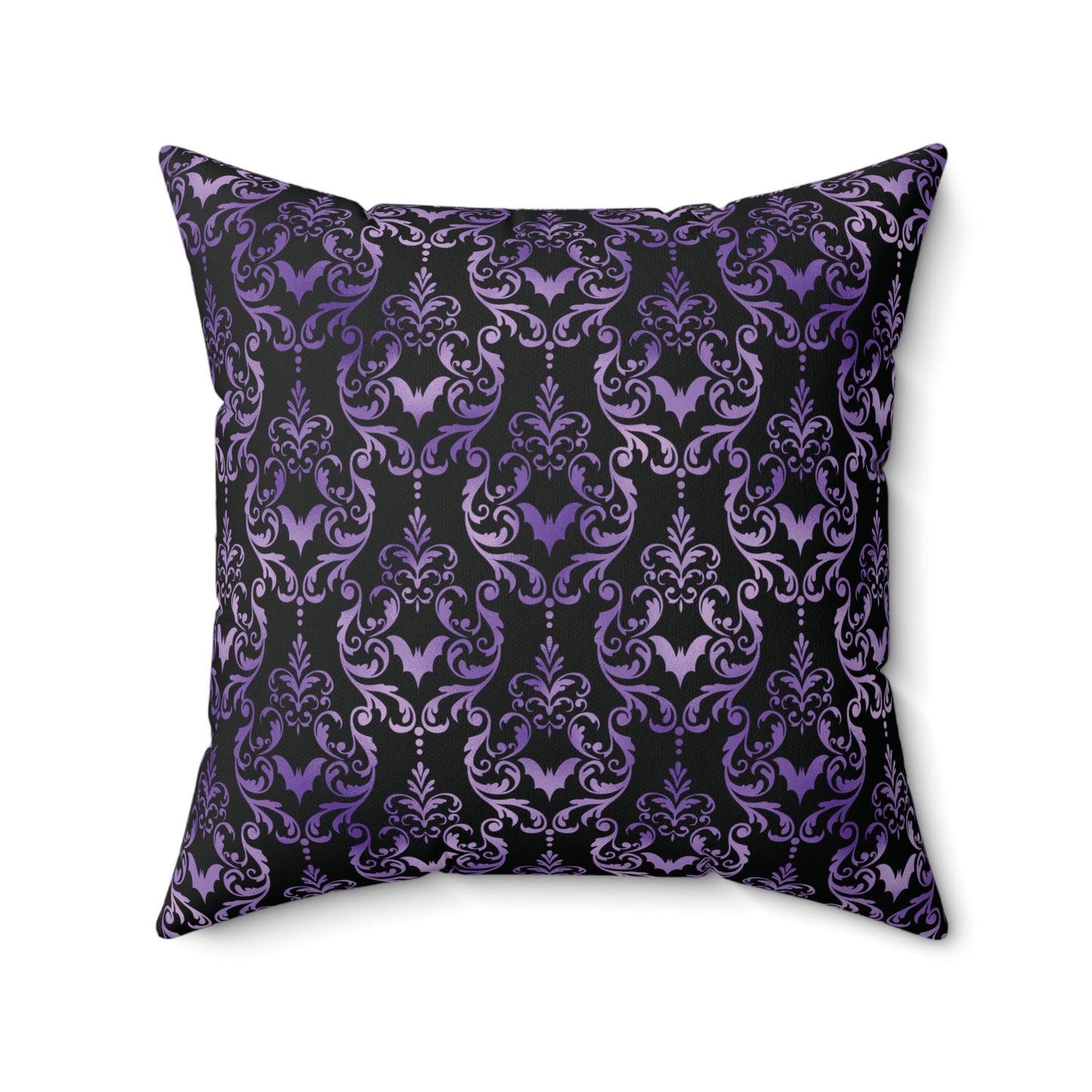 Dark Academia Damask Bat, Victorian Goth Inspired Purple & Black Glam Goth Pillow