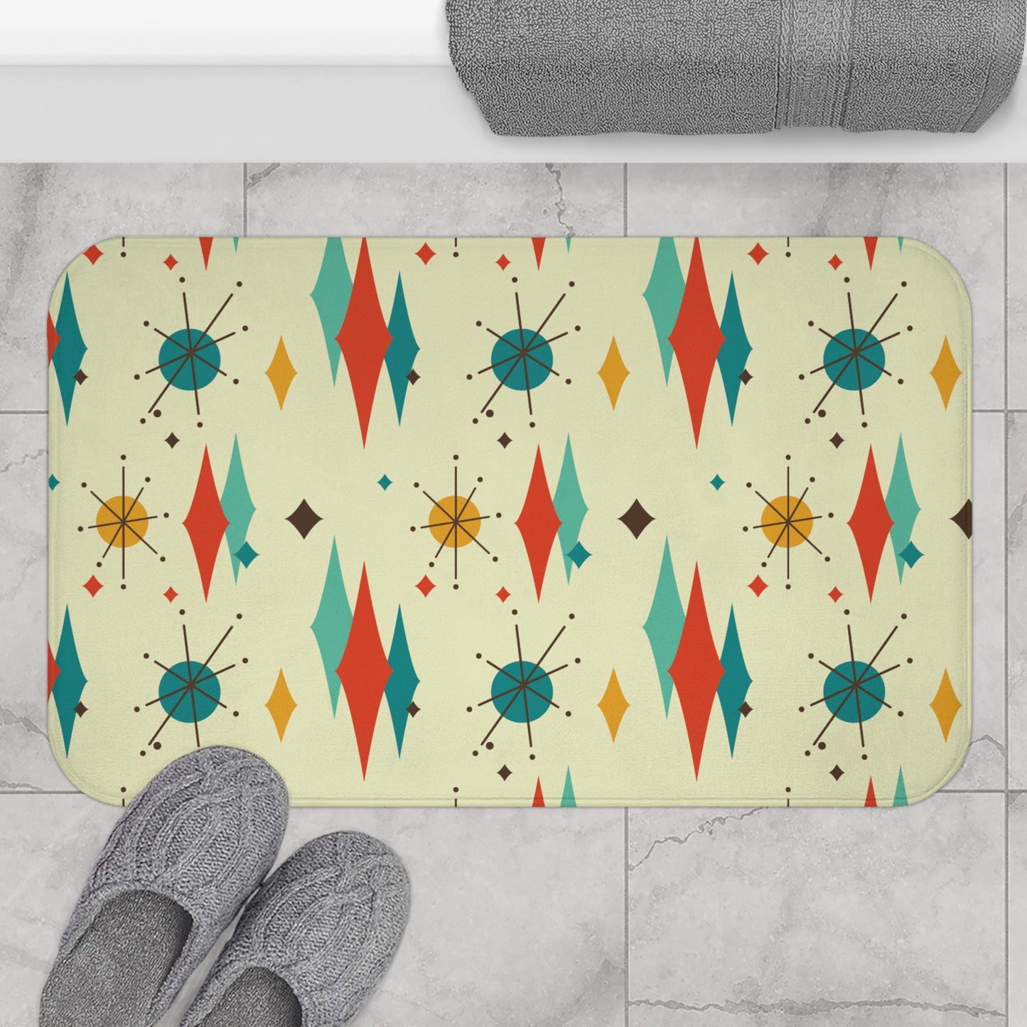 Vintage 1950's Atomic Diamond Retro Mid Century Modern Bath Mat