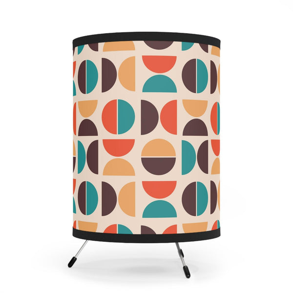 Retro 60s 70s Mid Century Geometric Multicolor Tripod Tabletop Lamp | lovevisionkarma.com