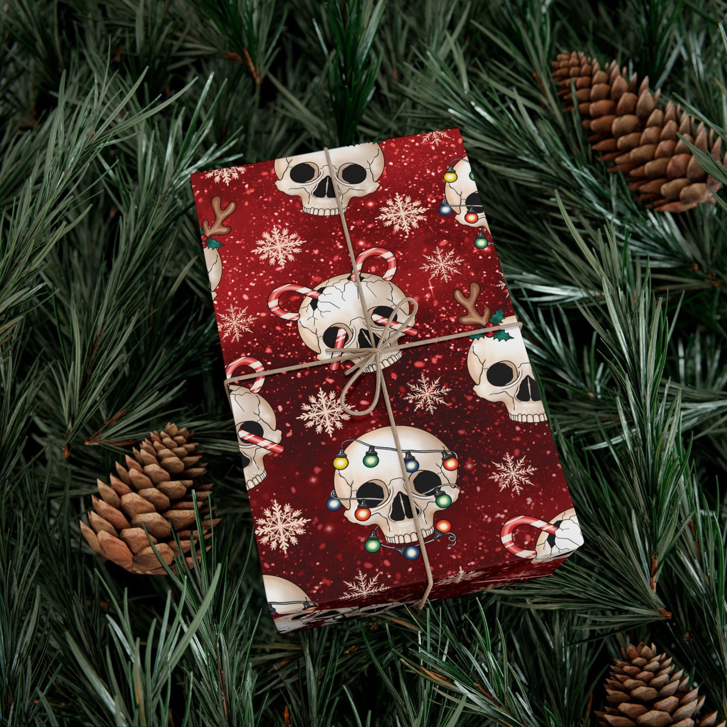 Goth Christmas Skulls Festive Red Creepmas Eco-Friendly Gift Wrap