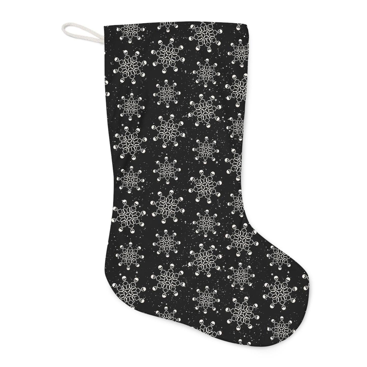 Skull Snowflake Goth Christmas, Creepy Scary Black Creepmas Holiday Stocking