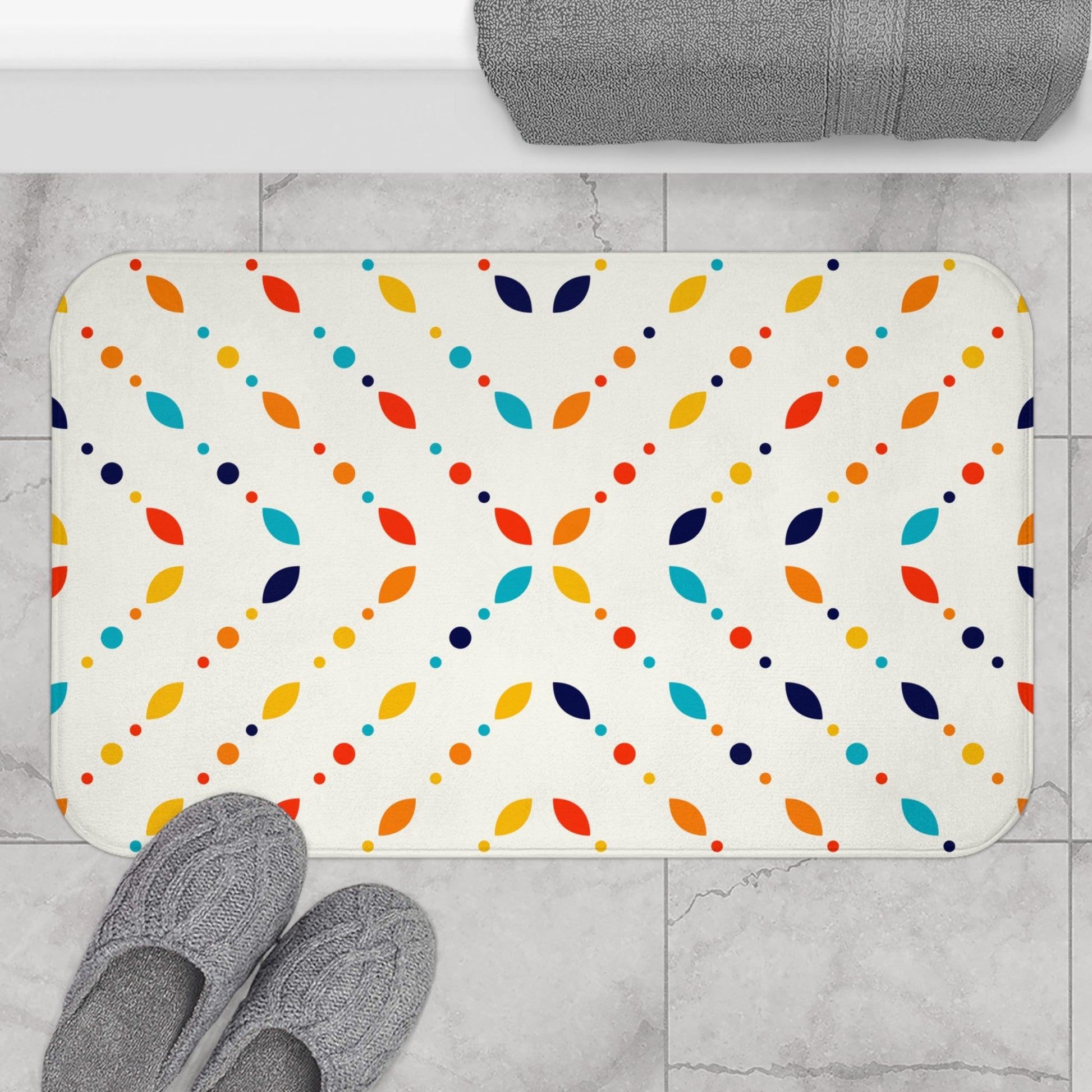 Retro Mid Century Modern Minimalistic Colorful Bath Mat | lovevisionkarma.com