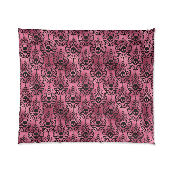 Goth Black Skull Damask Halloween Glam Goth Pink Comforter