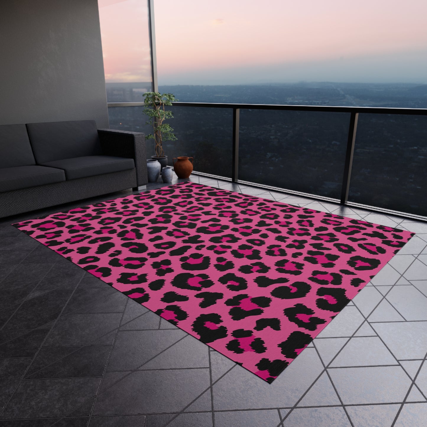 Pink Leopard Cheetah Animal Print Indoor/Outdoor Accent Rug