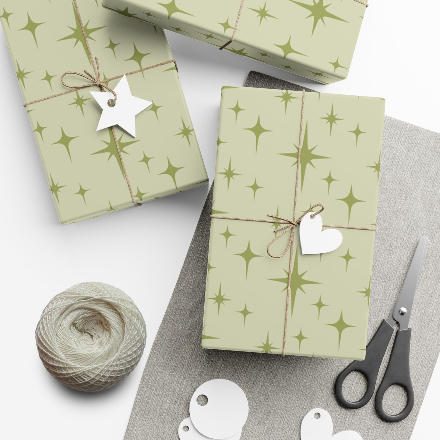 Retro 50's Atomic Starburst Mid Century Mod Green Eco-Friendly Gift Wrap