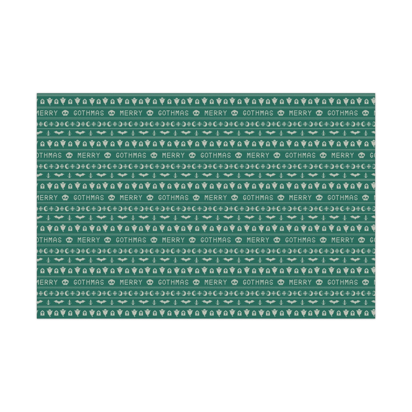 Goth Christmas Ugly Sweater Inspired, Gothmas & Kitschy Creepmas Green Eco-Friendly Holiday Gift Wrap