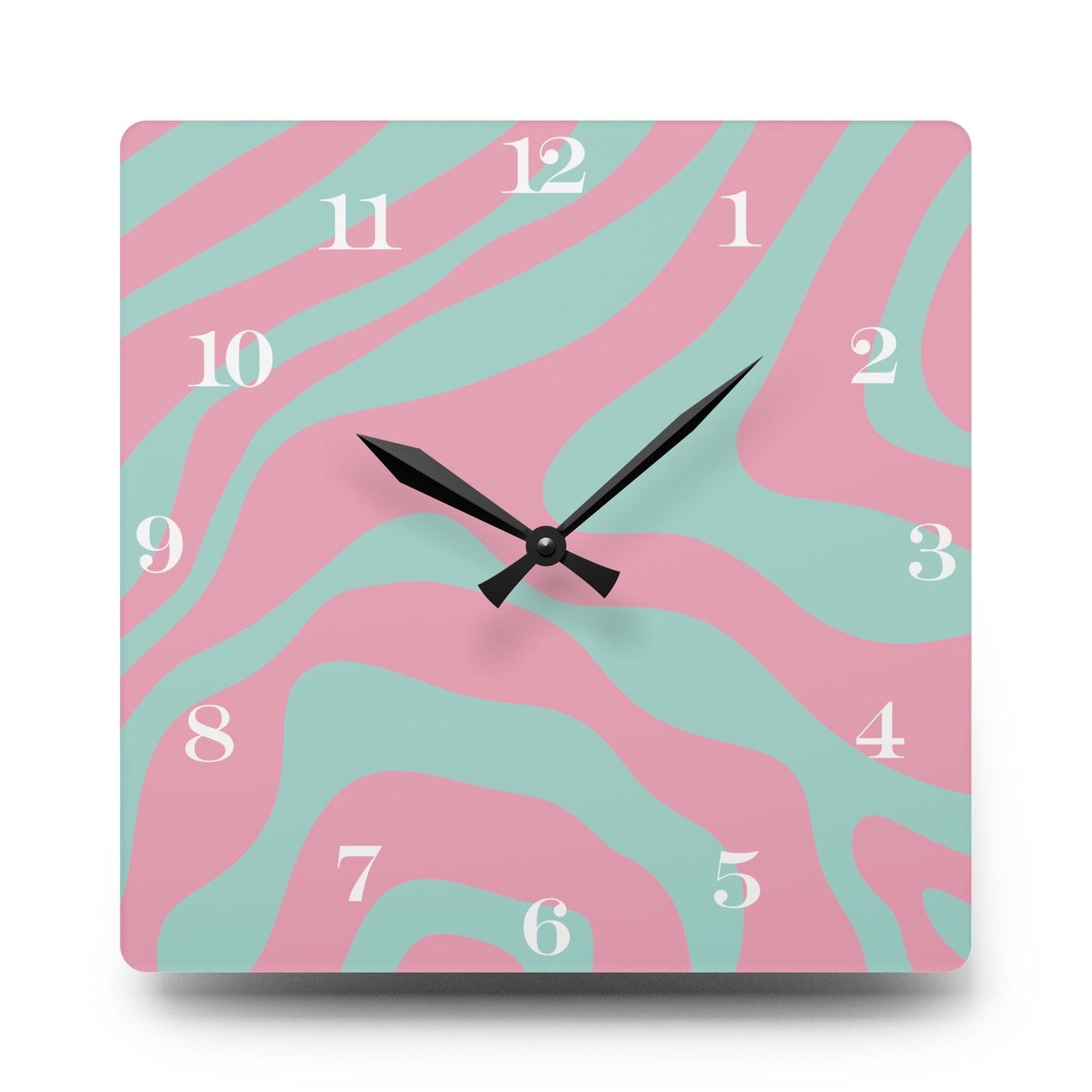 Groovy 60s Hippie Swirl 50s Pink & Green Mid Century Mod Acrylic Wall Clock