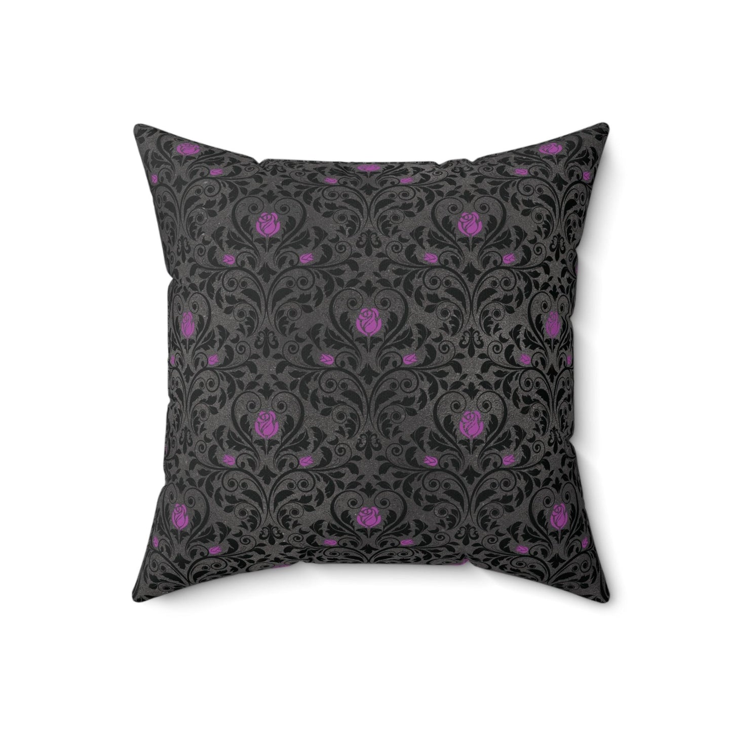 Victorian Goth Damask Purple & Black Halloween, Dark Academia Throw Pillow | lovevisionkarma.com