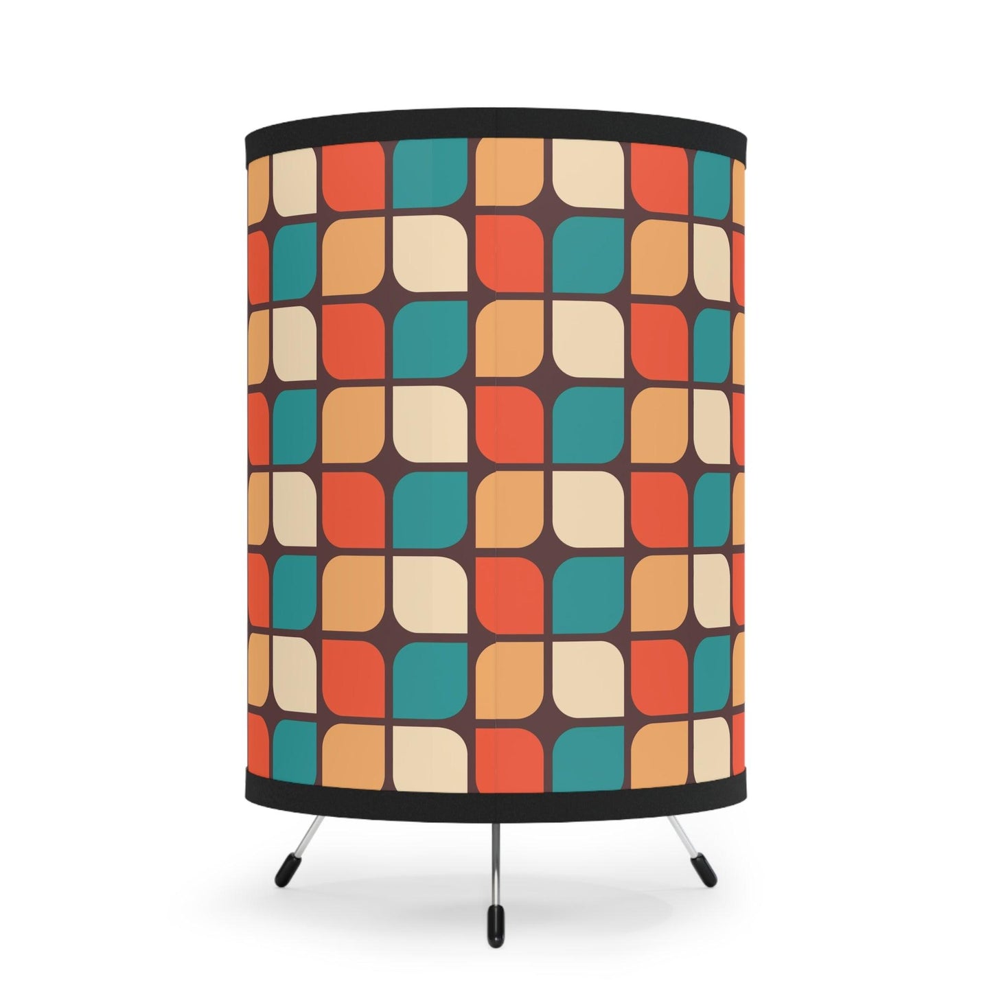 Retro Mid Century Geometric Multicolor Tabletop Tripod Lamp | lovevisionkarma.com