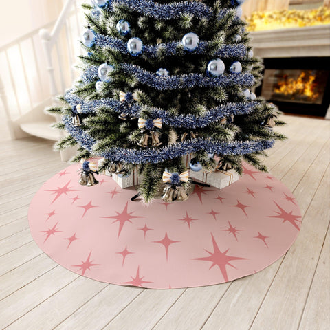 Retro 50s Pink Atomic Starburst Mid Century Modern Christmas Tree Skirt | lovevisionkarma.com