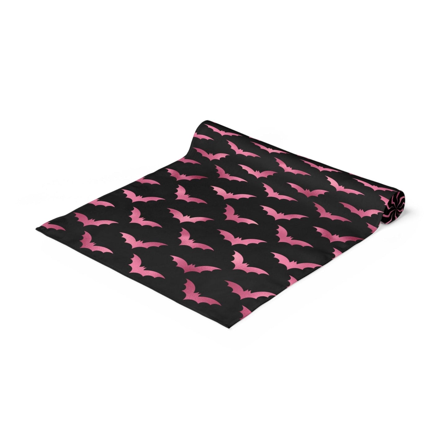 Pink Bats Spooky Halloween Glam Goth Black Table Runner | lovevisionkarma.com