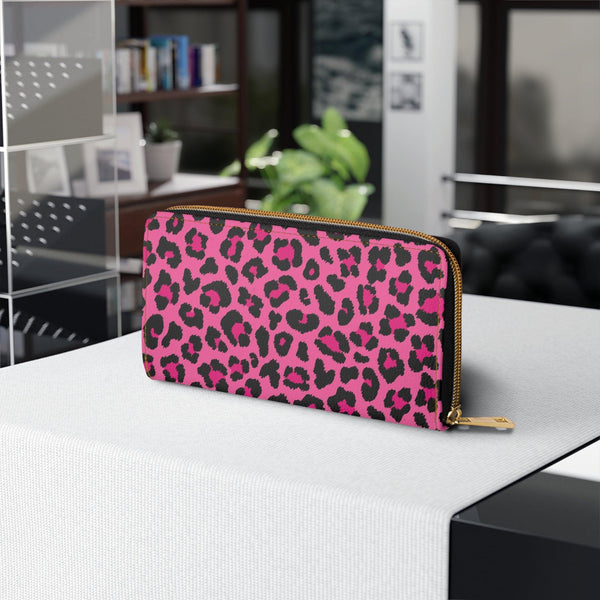 Pink Leopard Cheetah Animal Print Zipper Wallet