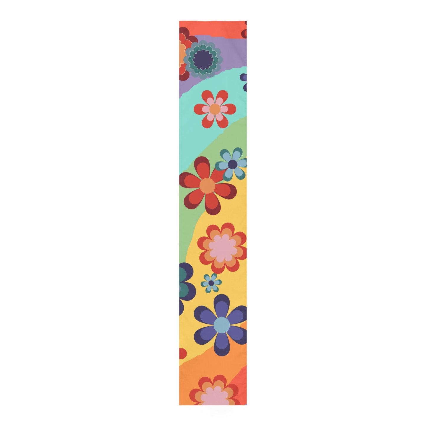 Groovy Hippie Flowers Retro MCM Colorful Table Runner | lovevisionkarma.com