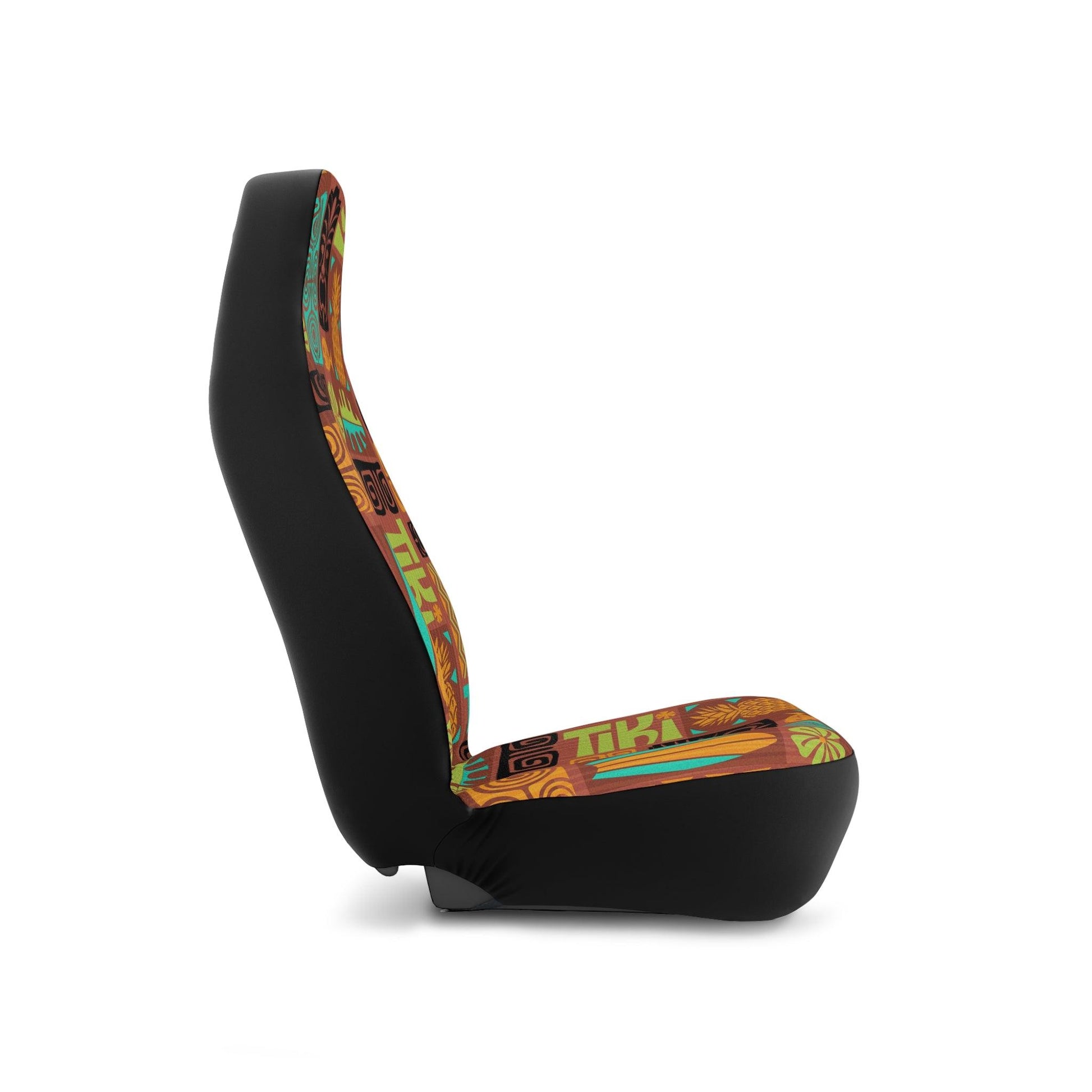 Retro Tiki 60's MCM Brown, Green and Blue Car Seat Covers | lovevisionkarma.com