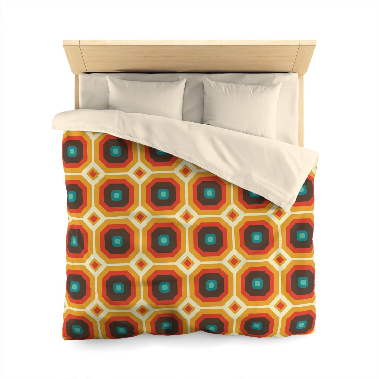 Retro 60s 70s Funky Mid Century Mod Orange & Brown Duvet Cover