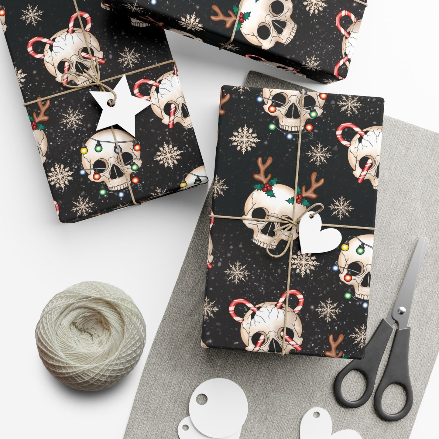 Goth Christmas Skulls, Gothmas & Creepmas Black Eco-Friendly Holiday Gift Wrap