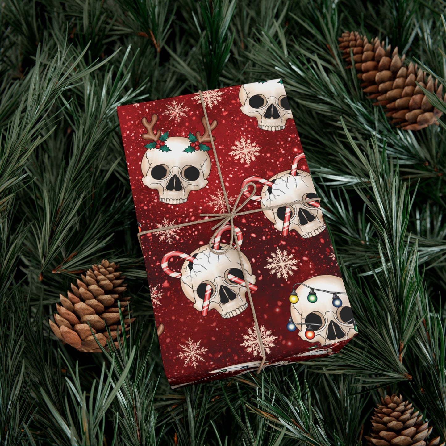 Goth Christmas Skulls Festive Red Creepmas Eco-Friendly Gift Wrap