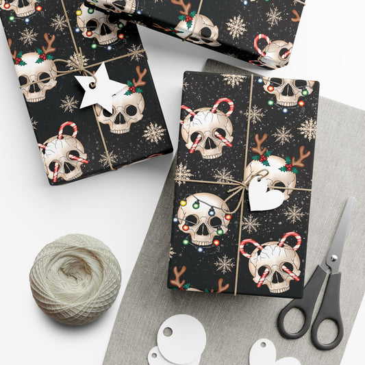 Goth Christmas Skulls, Gothmas & Creepmas Black Eco-Friendly Holiday Gift Wrap