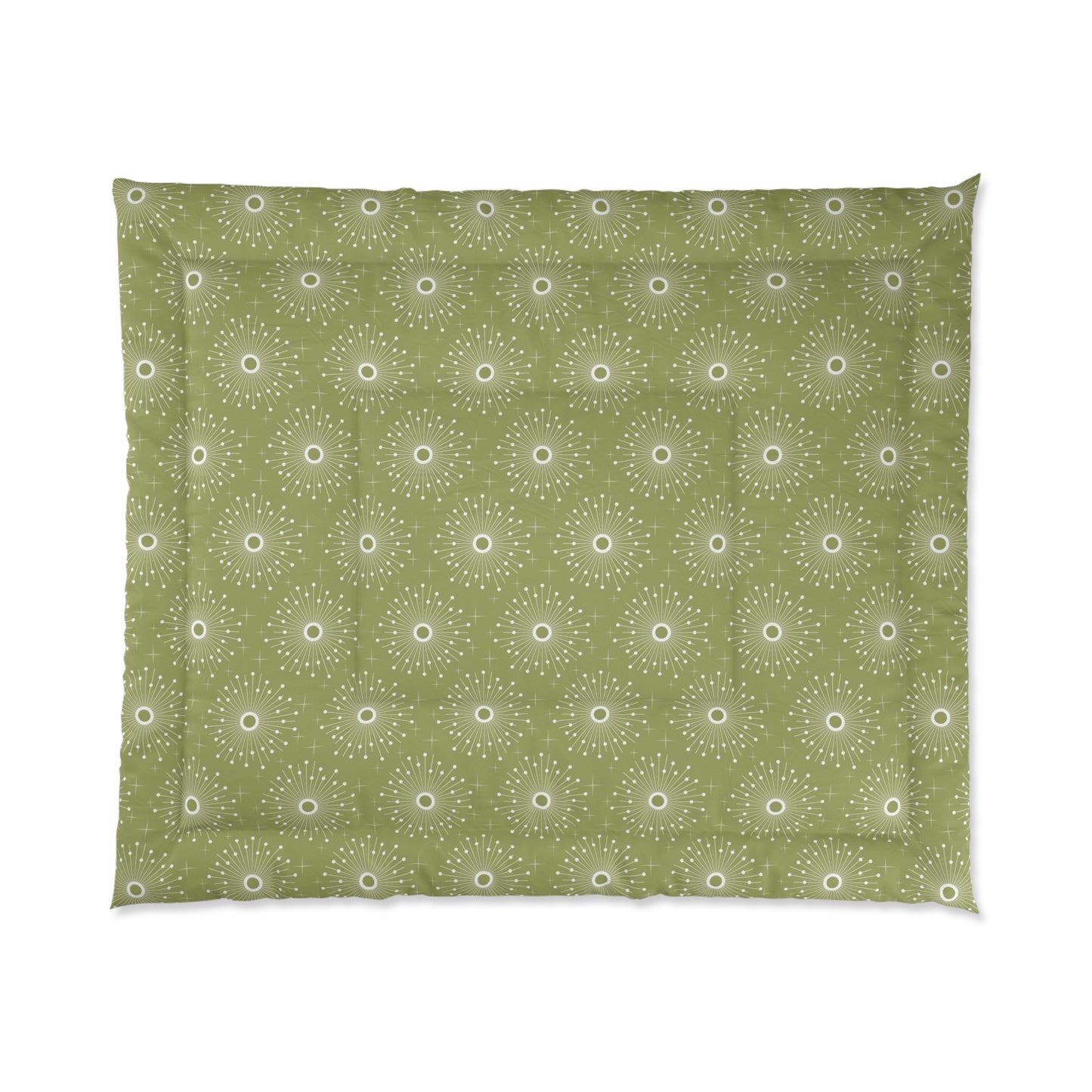 Retro 50's Atomic Bursts Mid Century Modern Green Comforter