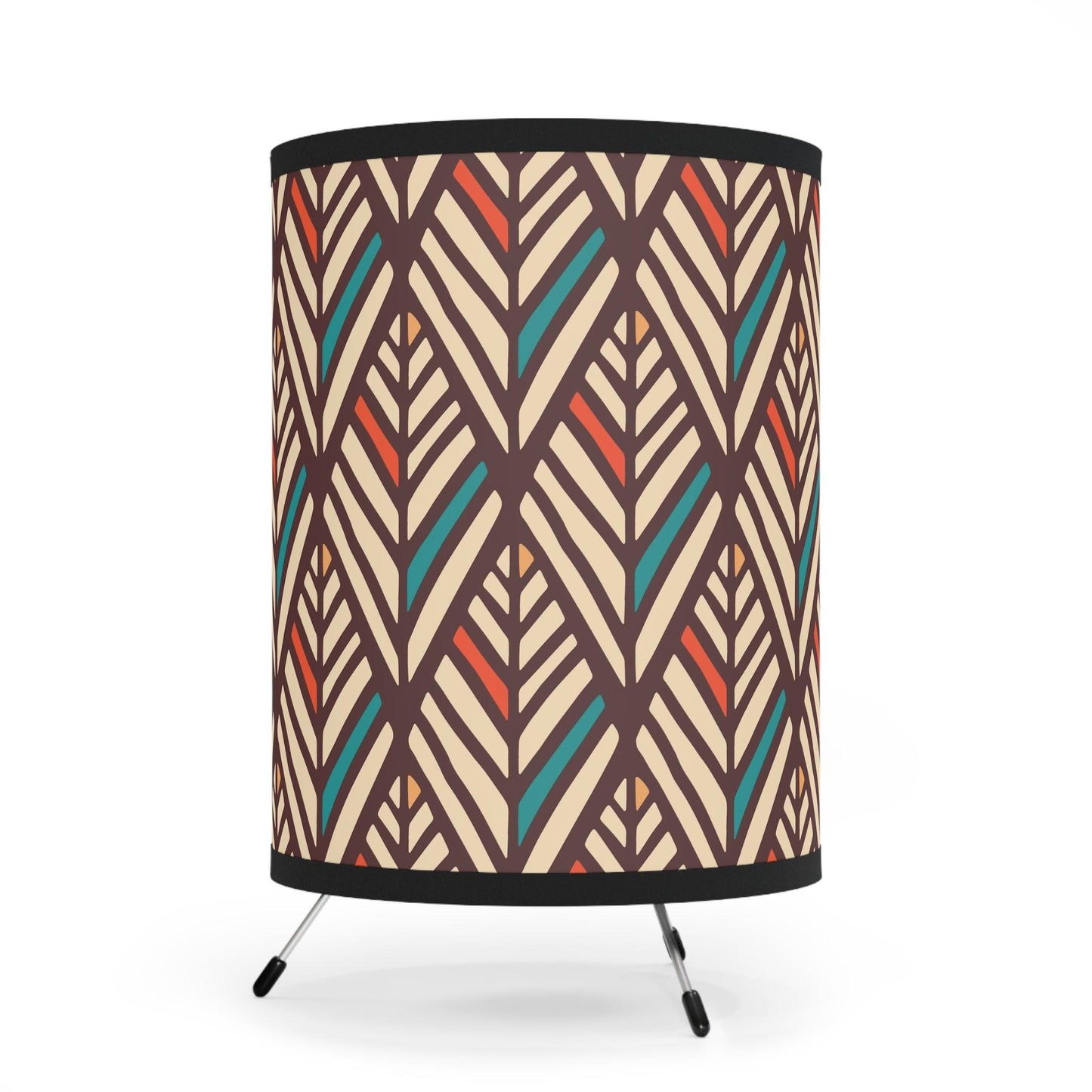 Retro Boho Feather MCM Multicolor Tabletop Tripod Lamp | lovevisionkarma.com