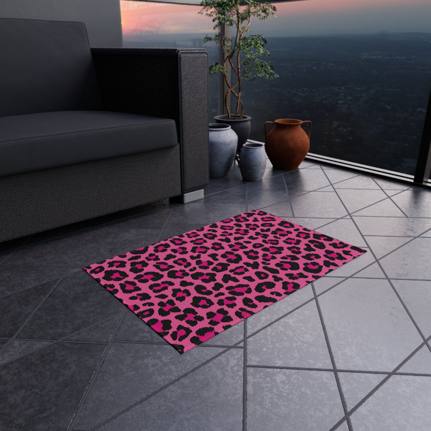 Pink Leopard Cheetah Animal Print Indoor/Outdoor Accent Rug