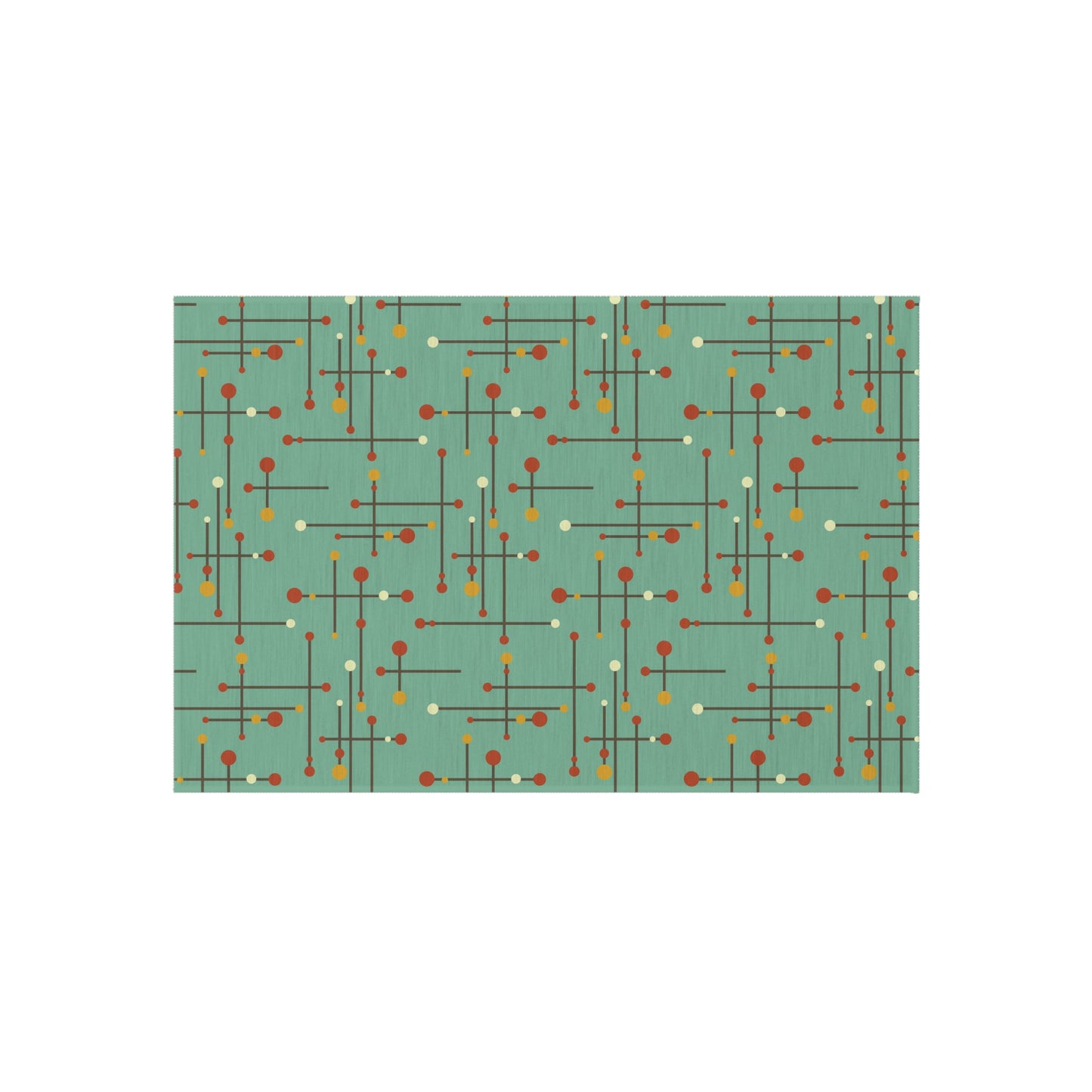 Retro 50's Eames Inspired Mid Century Mod Lines Anti-Slip Teal Blue Indoor/Outdoor Accent Rug