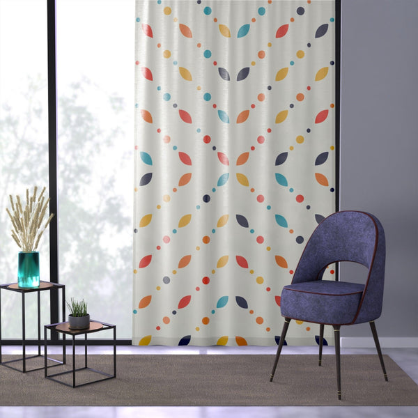 Retro Mid Century Modern Minimalist Multicolor Sheer Window Curtain