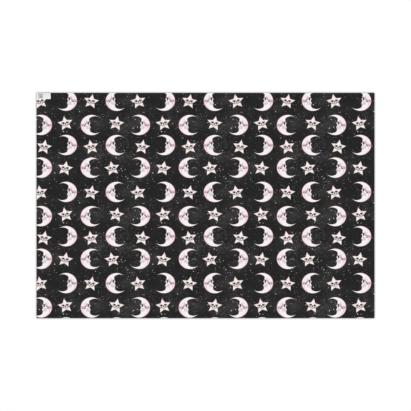 Goth Christmas Celestial Moon & Stars, Whimsical Kawaii Creepmas Black Eco-Friendly Gift Wrap