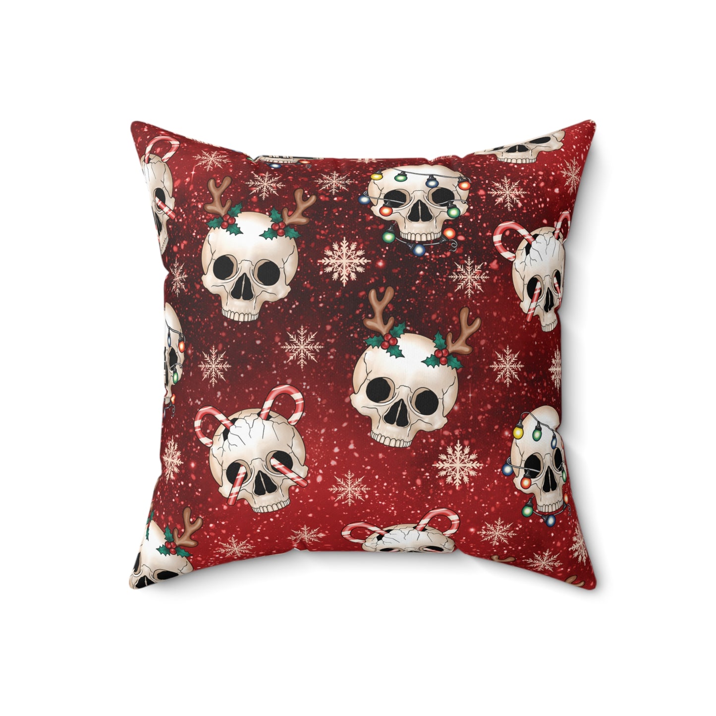 Kitschy Goth Christmas Skulls Red Gothmas & Creepmas Holiday Accent Pillow