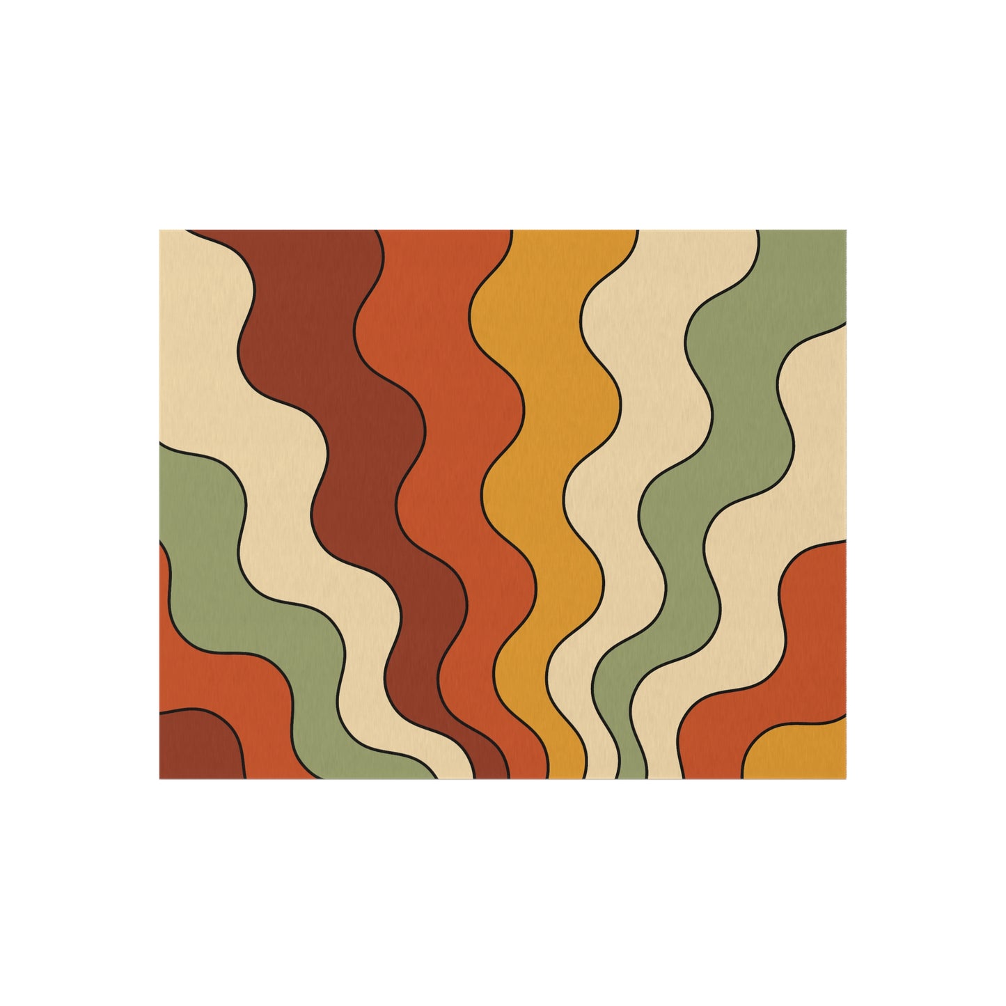 Groovy Retro 60s 70s Wavy Rainbow Mid Century Mod Multicolor Indoor/Outdoor Accent Rug