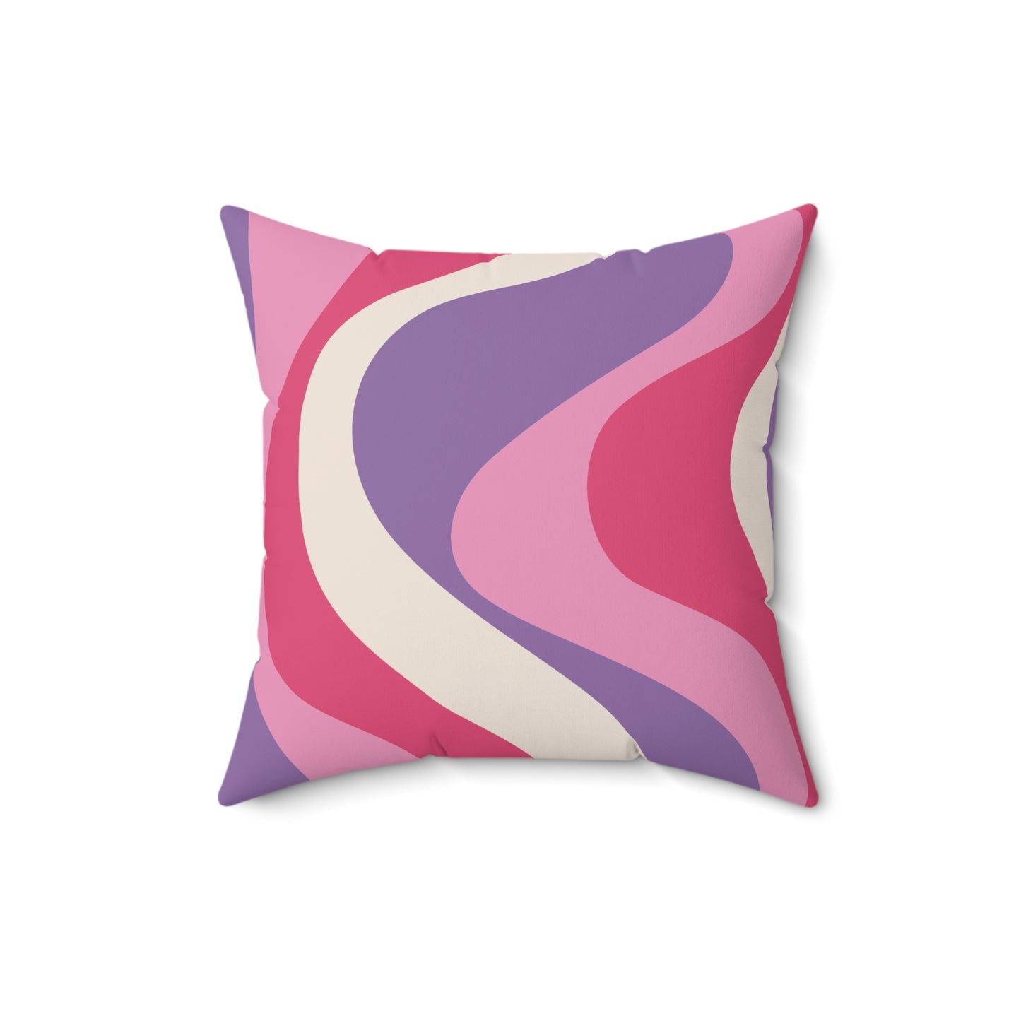 Retro 60s Groovy Hippie Swirl MCM Pink & Purple Throw Pillow