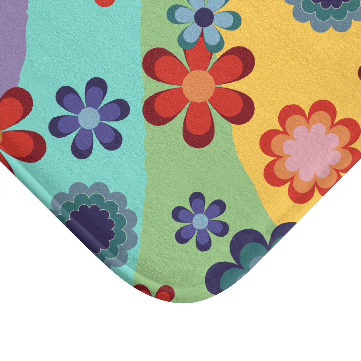 Groovy Hippie Flowers Colorful Boho MCM Bath Mat