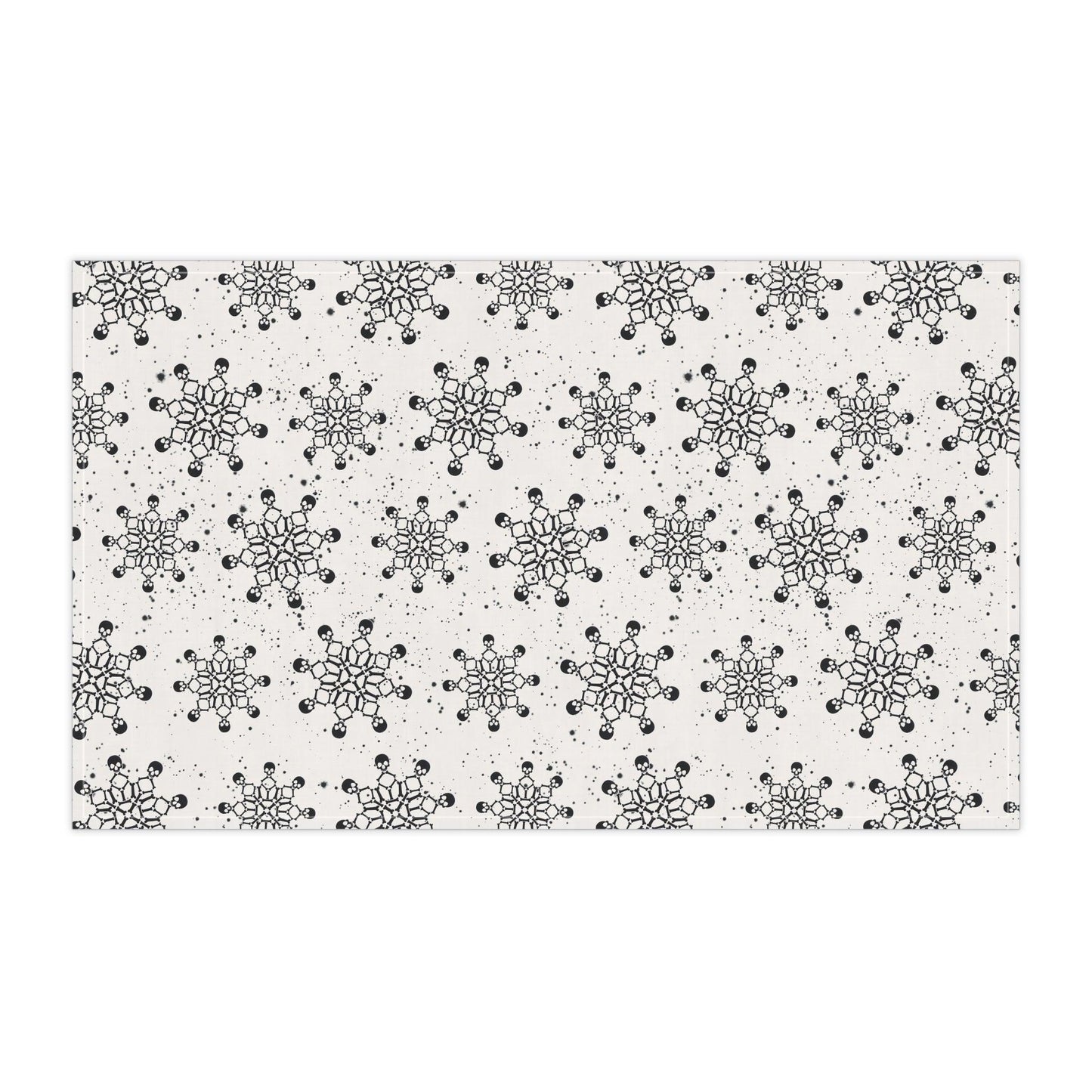 Goth Christmas Skull Snowflakes Creepmas White Kitchen Tea Towel | lovevisionkarma.com